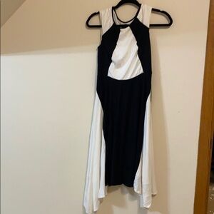 Ann Taylor Petite White and Black Sleeveless Dress